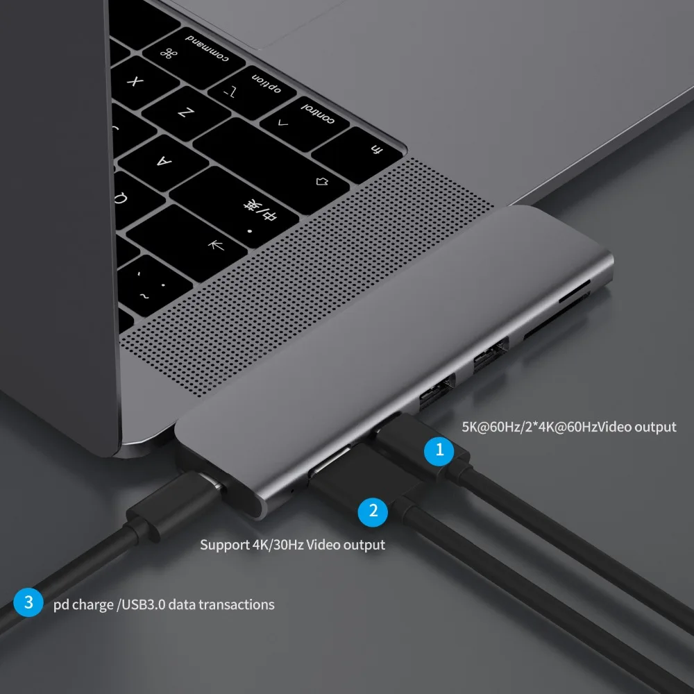 USB 3,1 type-C концентратор к HDMI адаптер 4K Thunderbolt 3 USB C концентратор с концентратором 3,0 TF sd-ридер слот PD для MacBook Pro/Air /