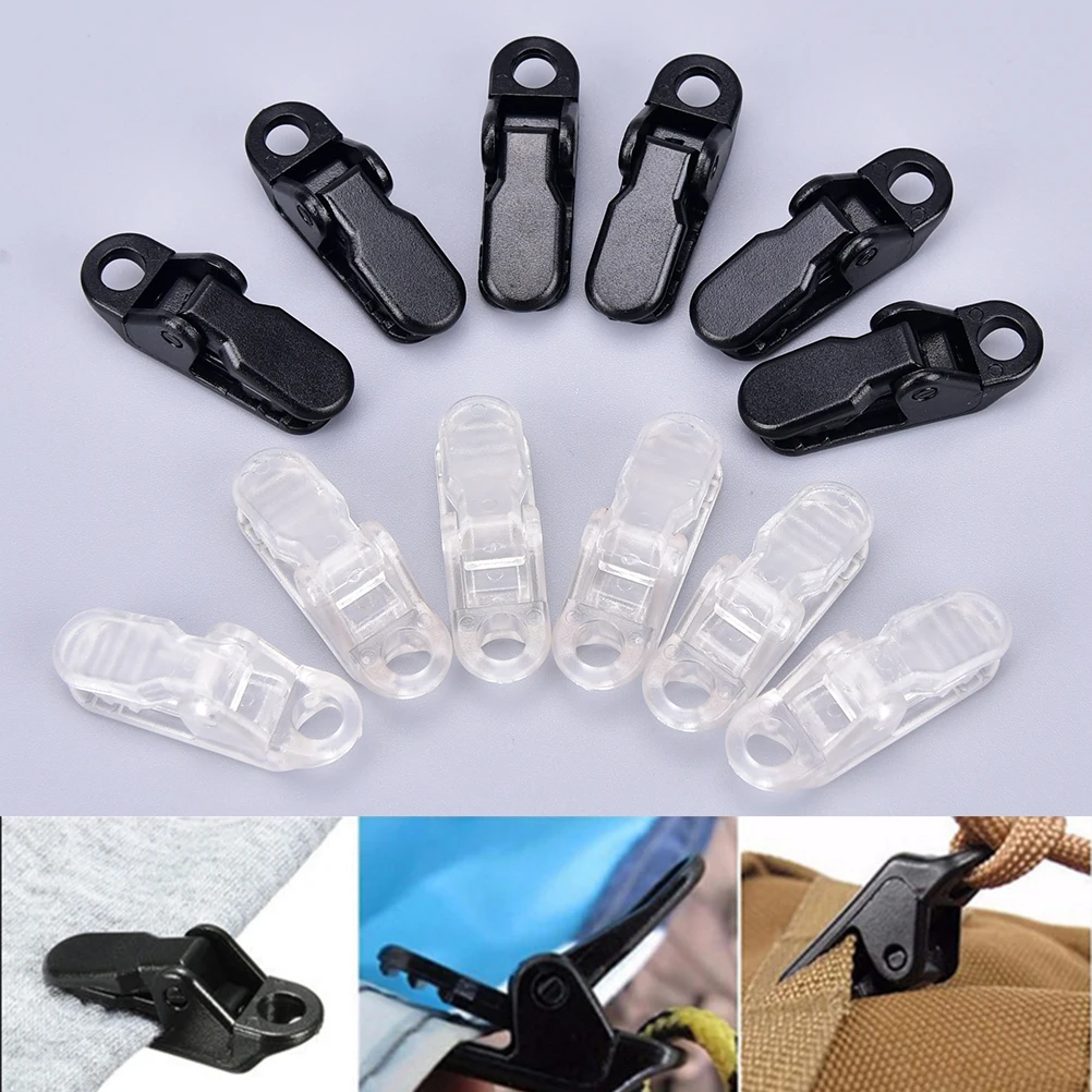 6PCS 2 Colors Reusable Awning Clamp Tarp Clips Tie Down Snap Hangers Tent Camping Tighten Survival Tool