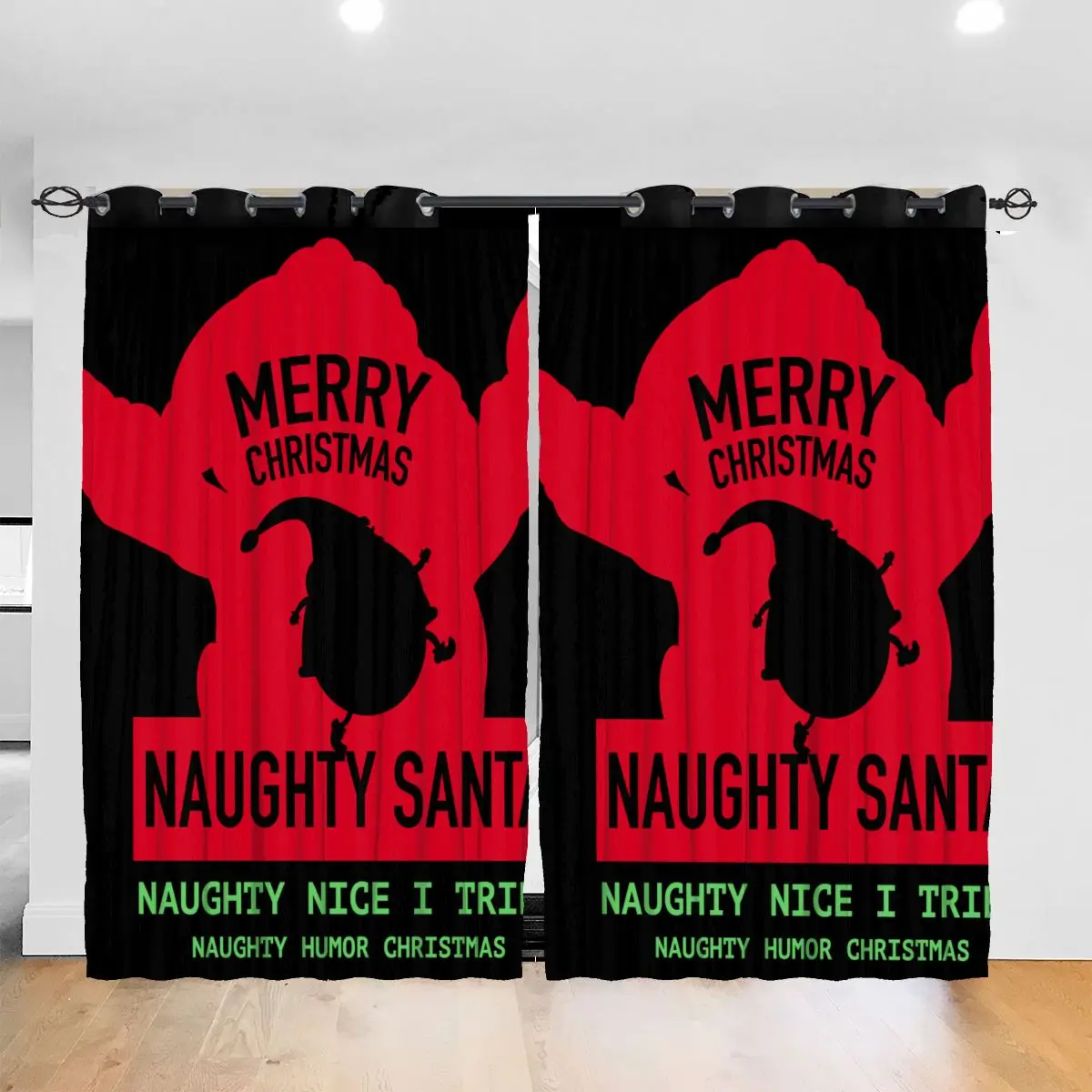 Curtain Naughty Humor Christmas Merry Christmas Light Shading Bedroom Blackout Window Curtains 52x72In-test