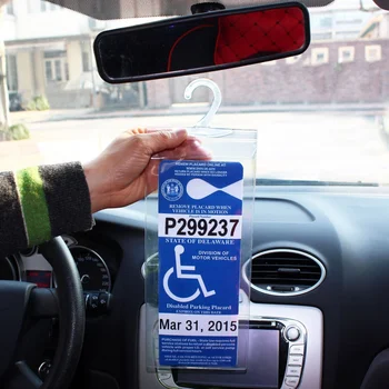 

Handicap Parking Permit Placard Storage organization Holder - Disabled Parking Placard Protector Sleeve with Large Hook