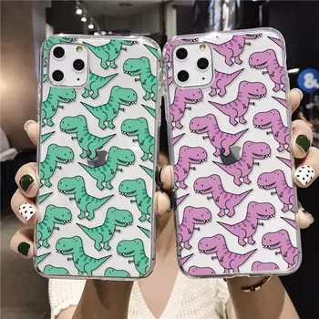 

Cute Dinosaur Baby Fashion For iPhone XR XS Max 11 Pro Max 6 6S 7 7Plus 8 8Plus X Soft TPU Transparent Phone Case Fundas Cover