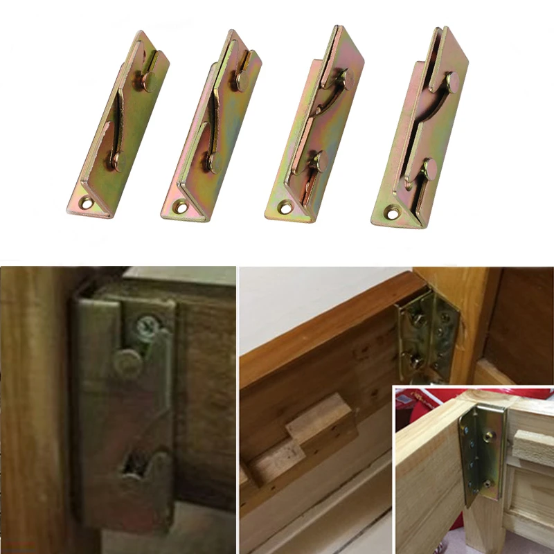 8pcs 4 Sets Metal Bed Bracket Thick Bed Frame Connecting Furniture Rail Hook Brackets Hinge Fitting Connector Lock Diy Hardware Brackets Aliexpress