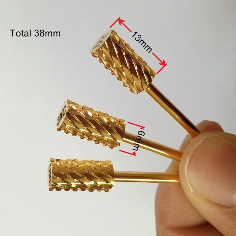  luxurious Light Golden Large Barrel - Grit 3XC - Carbide Nail Drill Bit For Nail Drill MachineNail 