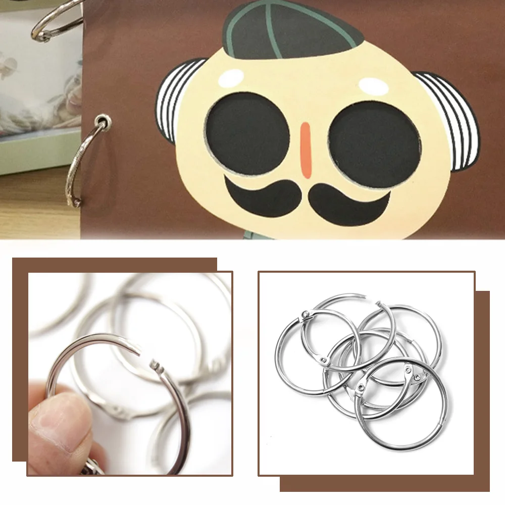 

50 Pcs DIY Metal Round Edged Flat Split Circular Key Chain Keychain Ring Clips for Car Home Keys Album Book Binding Rings