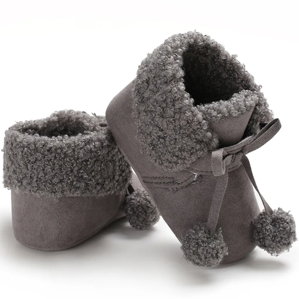 Зимние ботинки принцессы для новорожденных девочек; удобная модная обувь с бантом-бабочкой на мягкой подошве; обувь для малышей;# p4