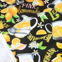 Наполовину ярдовая однотонная хлопковая ткань с лимонным цветочным принтом, ручная работа, платье для одежды, детская одежда, хлопок, CR-270