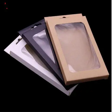 100Pcs Vintage Kraft paper gift box with clear pvc window jewelry display package phone case packaging | Дом и сад