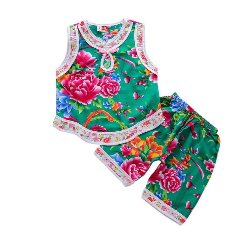 Летние платья для девочек с цветочным принтом; Cheongsam; элегантные платья; китайское платье Ципао для маленьких девочек