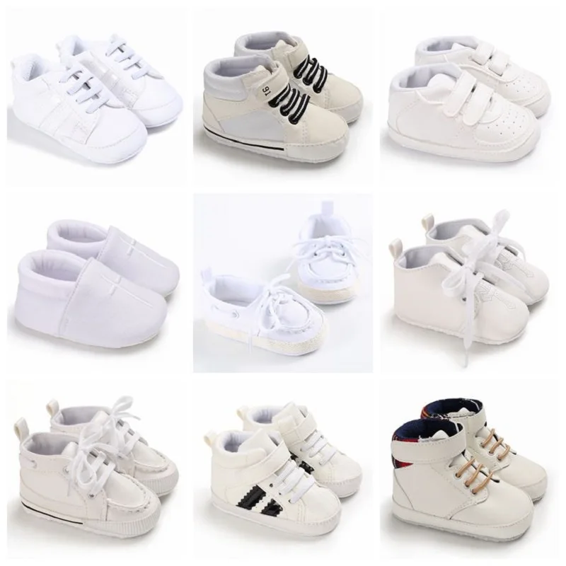 Туфли для мальчиков и девочек, белые туфли на мягкой подошве, спортивная обувь для отдыха, туфли для новорожденных на возраст 0-18 месяцев туфли для мальчиков девочек белые на мягкой подошве крестильные с золотыми крестиками для новорожденных