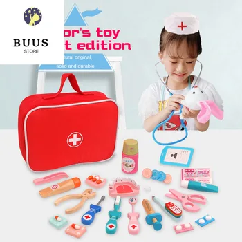 

Wooden Pretend Play Doctor Educationa Toys for Children Medical Simulation Medicine Chest Set for Kids Interest Development