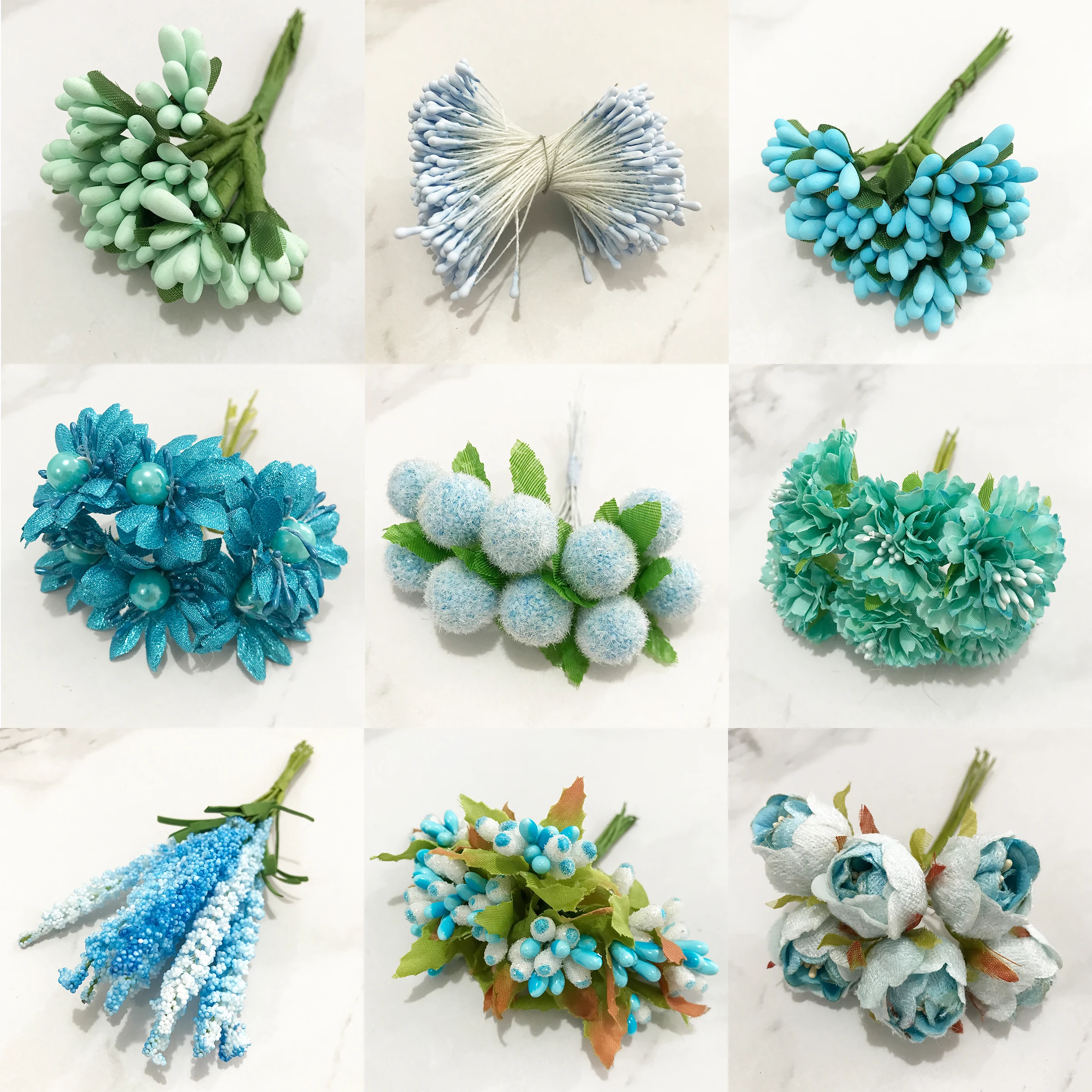 6/10/12/pcs Mix Blue Flower Cherry Stamen Berries Bundle DIY Christmas Wedding Cake Gift Box Wreaths Decor | Дом и сад