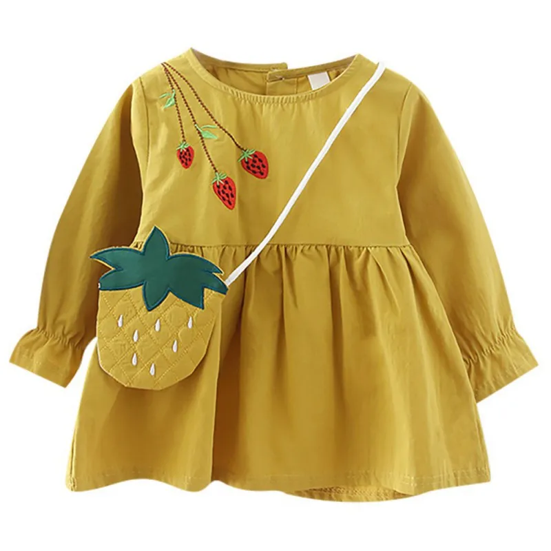 

Cute Autumn Casual Baby Girls Strawberry Print Long Sleeve Dress Kids Toddler Pageant Dresses