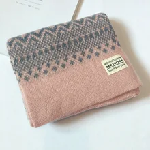 Мягкий плотный вязаный шерстяной шарф с ромбовидным узором для девочек 1-8 лет, сохраняющий тепло, осенне-зимний шарф