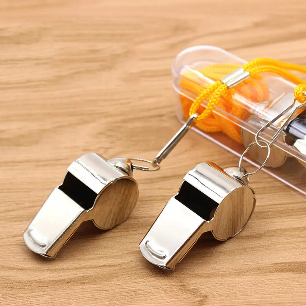 3pcs Stainless Steel Whistle for Training Emergency Survival Referee Lanyard Referee Sport Rugby Party Soccer Football Use