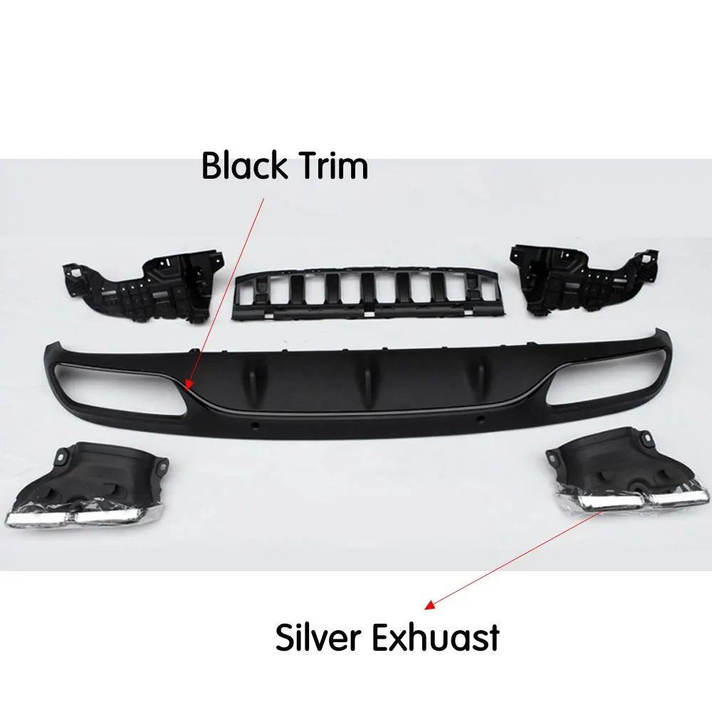 W205 Rear Bumper Diffuser Lip for Mercedes A205 C205 C43 AMG+ Coupe Cabriolet C180 C250 - Цвет: Black  silver tip