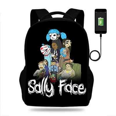 k8128 17 дюймов для девочек sally face школьные сумки Backpracks подростковый ранец для детей ортопедический mochila escolar Usb зарядка сумка для книг - Цвет: k8128
