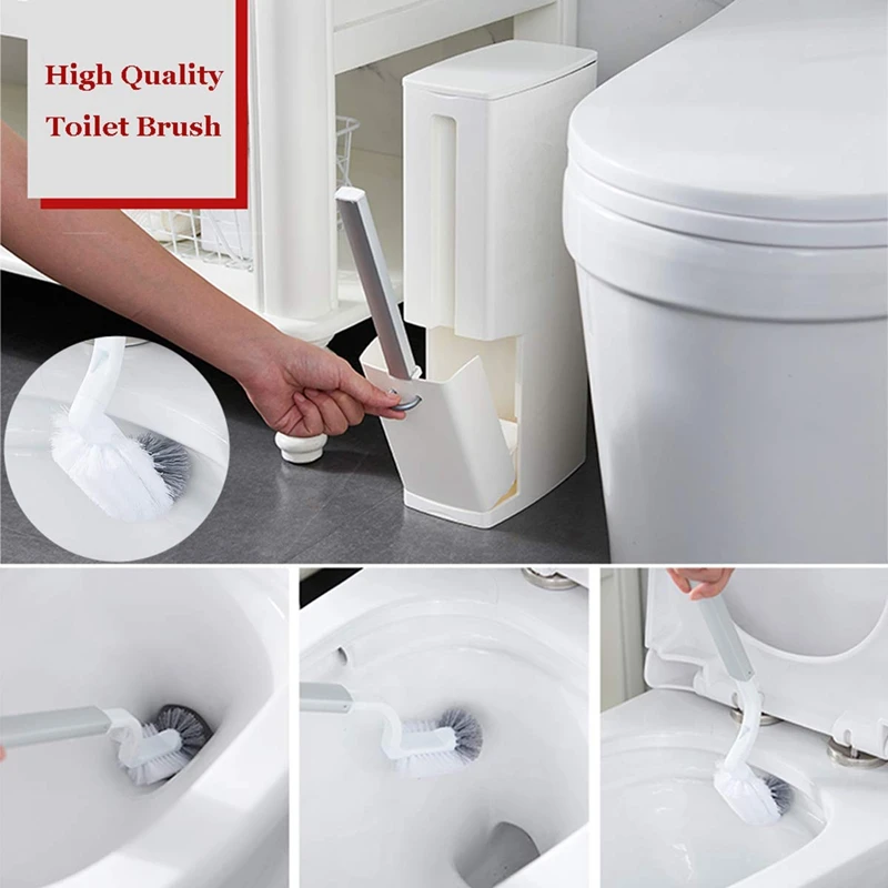 2 Set Multi-Function Toilet Brush Integrated Sets with Flip Handle Liner Trash Can Home Bathroom Supplies Storage Box Wide Calib