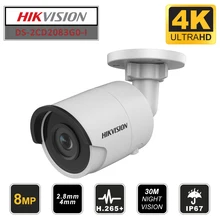 Hikvision оригинальная пуля 8MP PoE IP камера DS-2CD2083G0-I наружная камера безопасности H.265 со слотом для SD карты и 30 м ночного видения