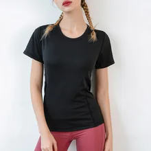 Фитнес женский свободный короткий рукав спортивная рубашка Спортивная одежда для женщин тренажерный зал беговой топ с коротким рукавом Йога тренировки фитнес спортивные топы