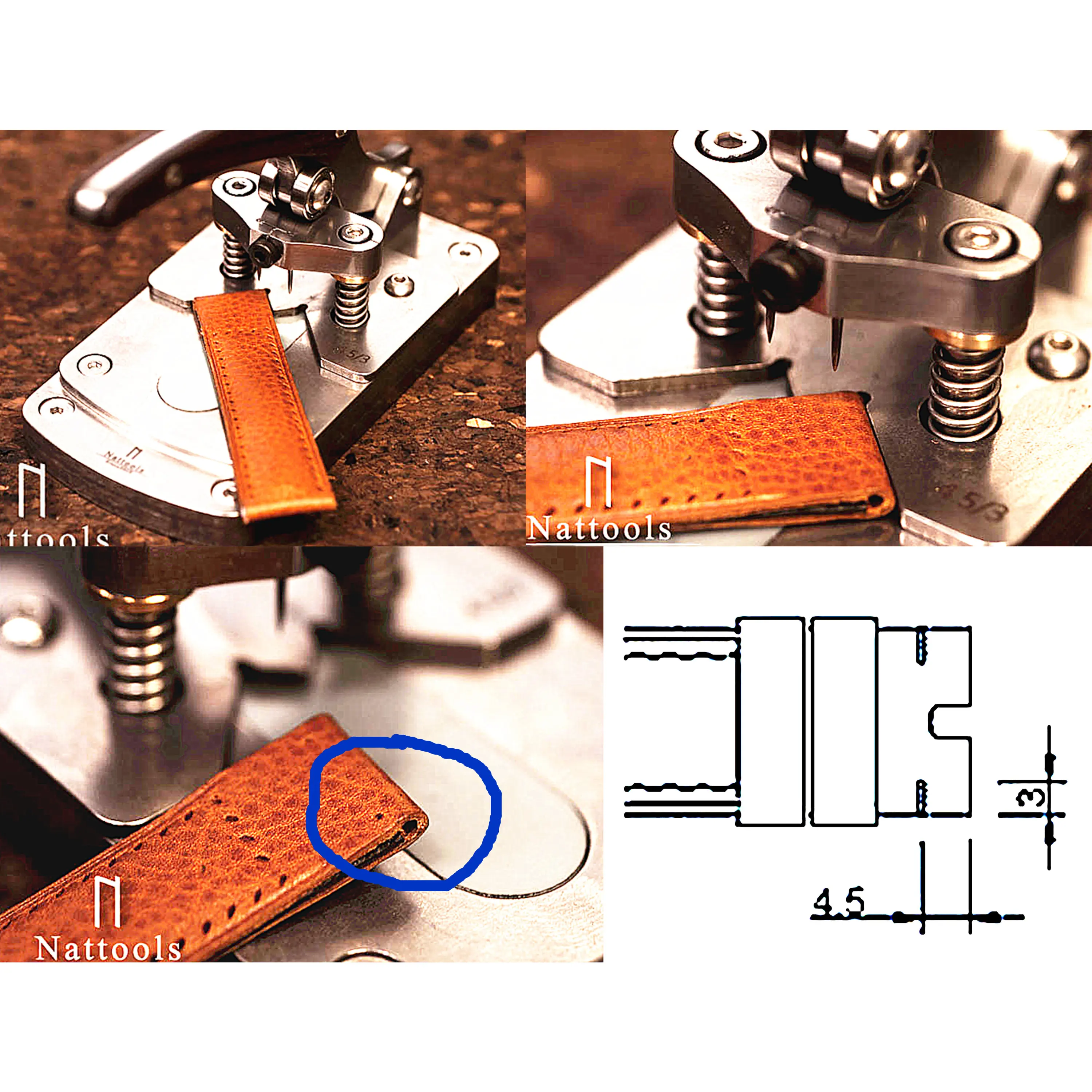 Leather Craft Watch Strap Finishing Ending Hole Making Punch Lock The Suture Press Tool Chisel Edger Groover Creaser Skiver Awl
