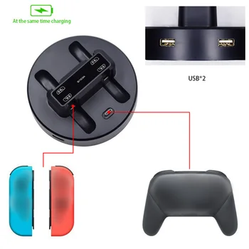 

Charging Dock Portable 5 In 1 Home Station Game Controller Joystick Console With LED Indicator Black Dual USB For Switch JOY-CON