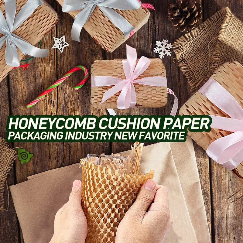 Kraft Wrapping Paper Honeycomb Cushioning Wrap Roll Diy Decorative Gift Packing Material Wedding Birthday Party Packaging Paper