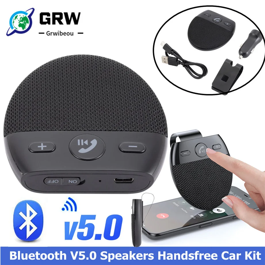 Wireless Vehicle Car Bluetooth V5.0 Speakers Handsfree Car Kit Hands