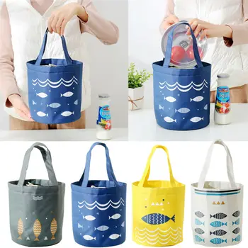 

New Round Aluminum Foil Thickening Insulation Bag Large Insulated Lunch Bag Portable Cool Bags Food Picnic Boxes Case Tote