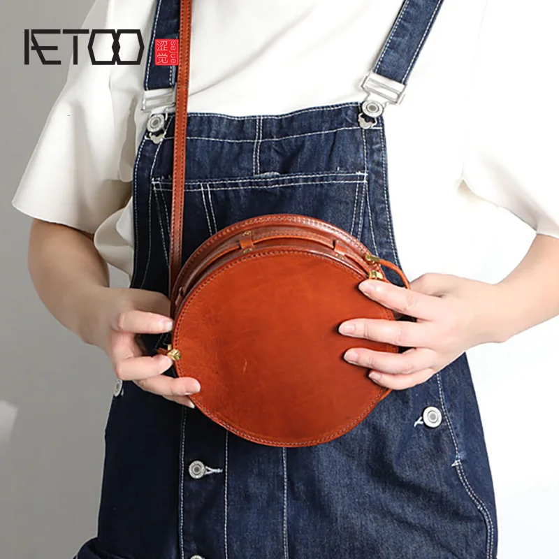 Aetoo Vintage Vrouwen Tassen, Hoofd Laag Koeienhuid Ronde Riem Tas, vrouwen Mode Honderd Met Schuin Bag Aetoo Vintage Vrouwen Tassen, Hoofd Laag Koeienhuid Ronde Riem Tas, vrouwen Mode Honderd Met Schuin Bag