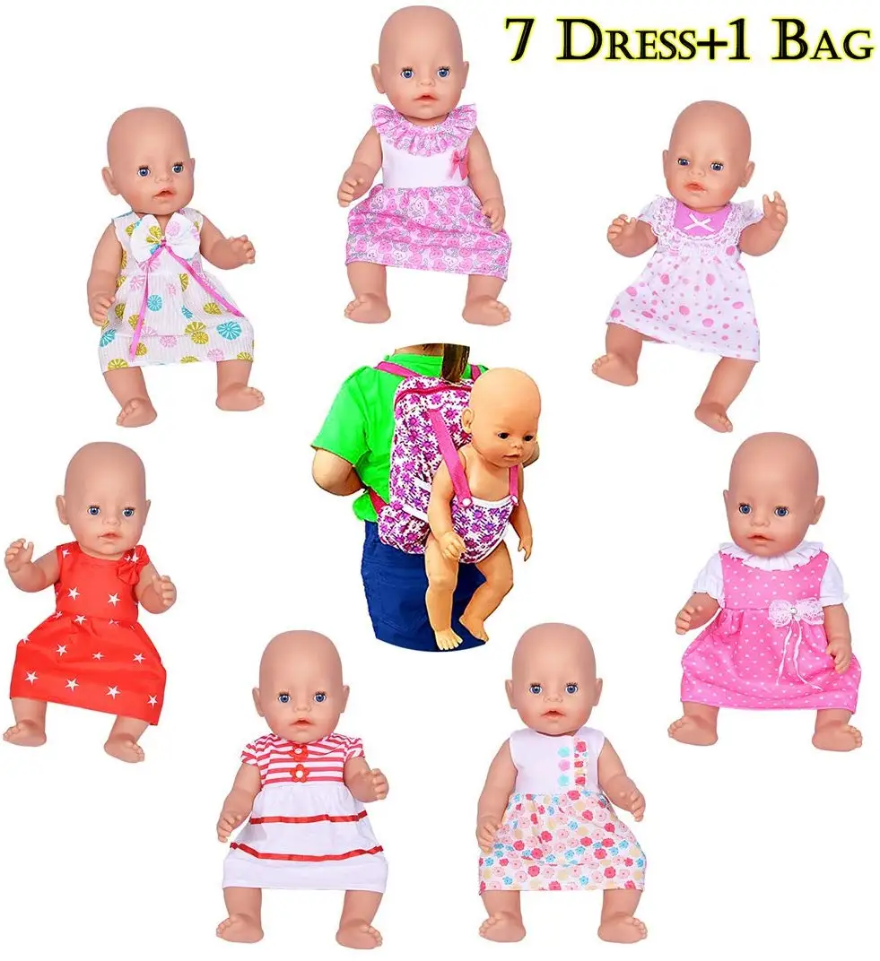 7 шт. Кукольное платье Коллекция+ 1 шт. Backpag для 43 см новорожденных Кукла аксессуар, 16-18 дюймов Кукла девочка подарки