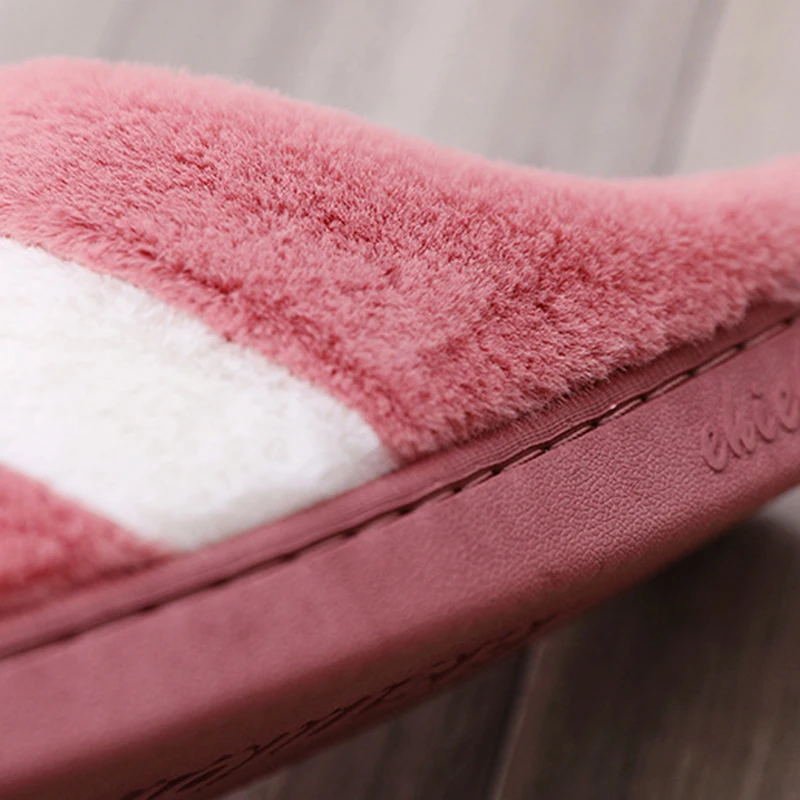 SWQZVT Plus size women slippers colorblock bedroom floor furry slippers women soft warm with fur home winter female shoes 2020 (7)