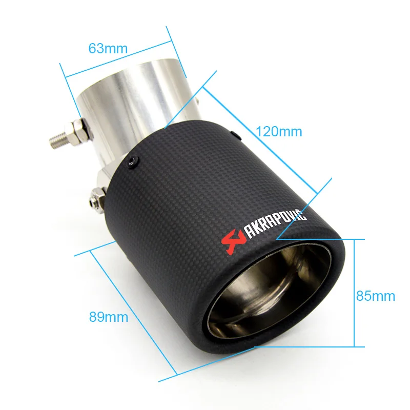 A Style 63mm 89mm Регулируемый угол Akrapovic углеродного волокна выхлопной наконечник для Buick Citroen c4 c3 c5 Fiat punto 500 Nissan Tiida Note X trail T31 T32 Juke для Ford Focus 2 3 Fiesta Mondeo mk4 4 4 Mazda 3 5 2 аксессуары - Цвет: A Style 63mm 89mm