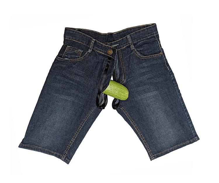 Outdoor Sex Shorts Jeans Pants For Men Clothes Zipper Open Crotch Sexy Adult Male Sexual Denim Trousers Shorts Summer Plus Size