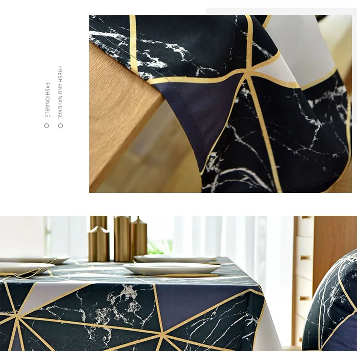 CANIRICA Скатерть льняная скатерть геометрический обеденный стол покрытие Черное золото наппе де стол прямоугольник кухонные аксессуары