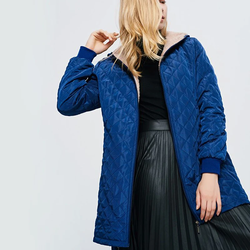 

Winter Long Hooded Women's Park Cotton Plus Size Velvet Warm Winter Jacket For Women Coats Slim Large Size Overcoat