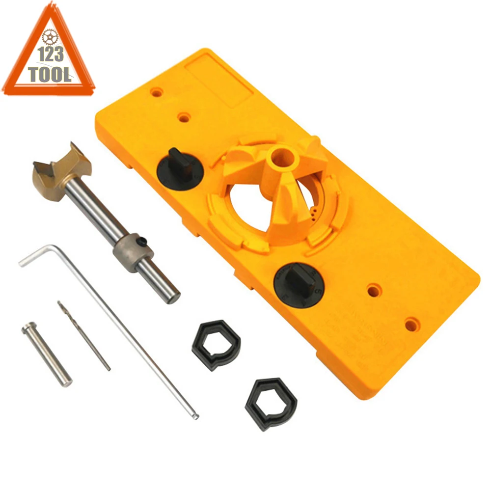 

35MM Hole Locator Wood Hinge Hole Wood Hole Punch Hinge Jig Boring Hole Drill Guide + Forstner Bit Wood Cutter Working DIY Tools