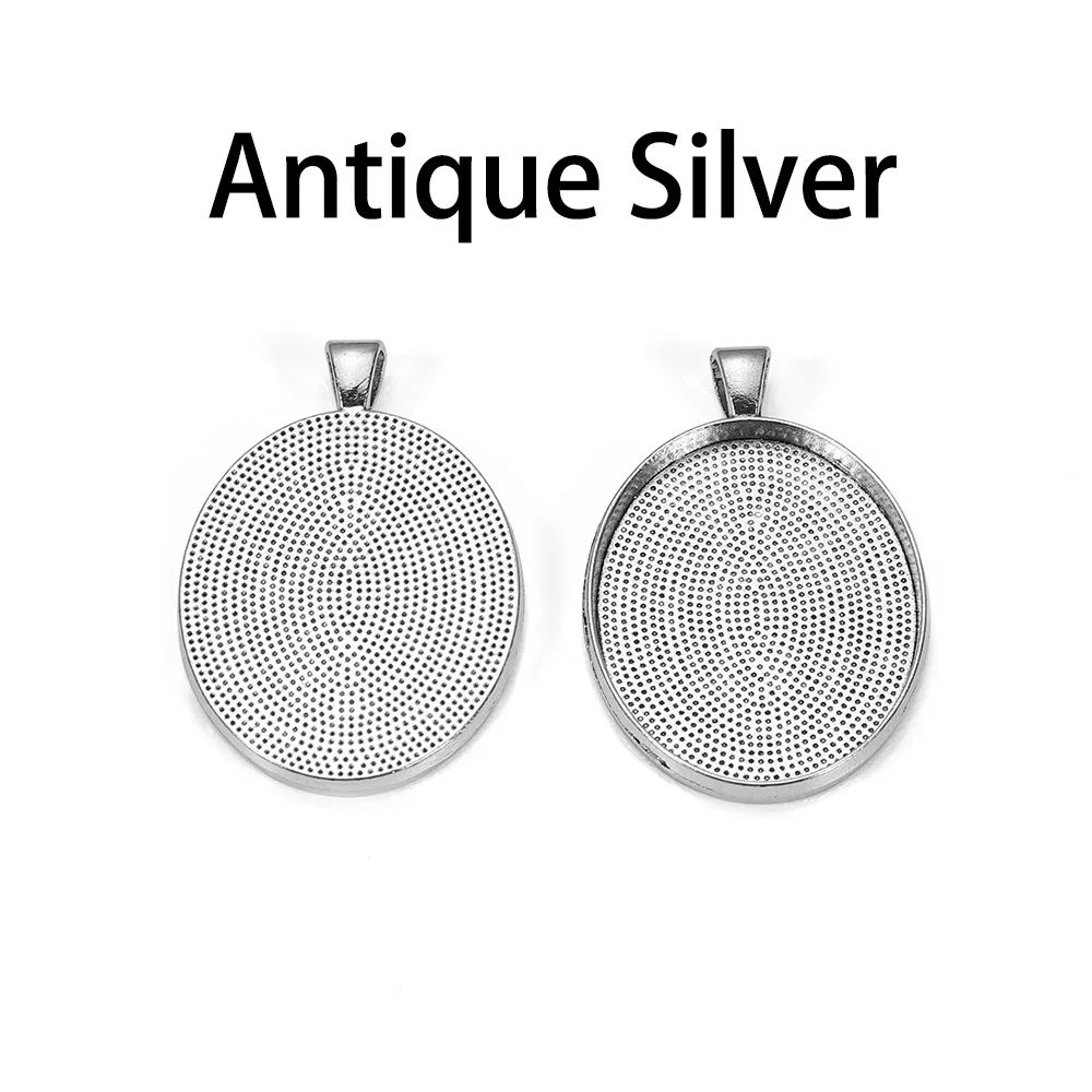 Antique Silver 10 шт./лот Внутренний размер 30*40 мм кулон из золота и серебра Пустые Настройки кабошон базовая Камея для DIY ювелирных изделий Аксессуары - Цвет: Antique Silver