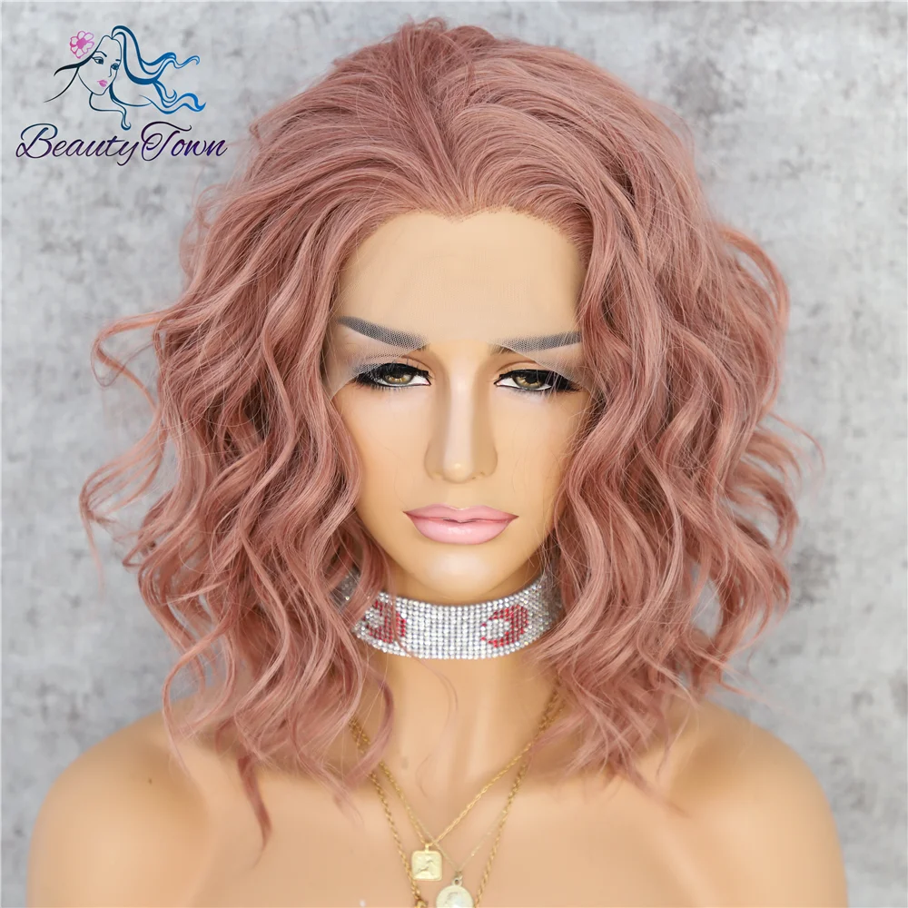 Женский короткий термостойкий парик beautycity темно-розовый ручной работы из