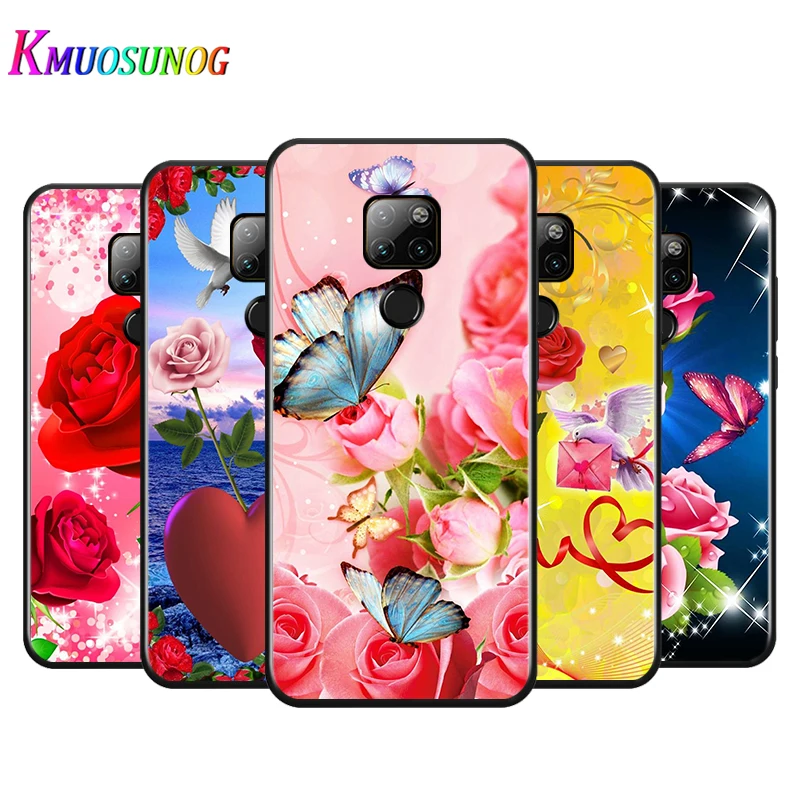 Red Flower Butterfly for Huawei P Smart Z S Pro Plus 2021 2020 Nova 7i 7 6 SE 5i 5Pro 4E 4 3i 3e 3 2 2i Lite Phone Case | Мобильные