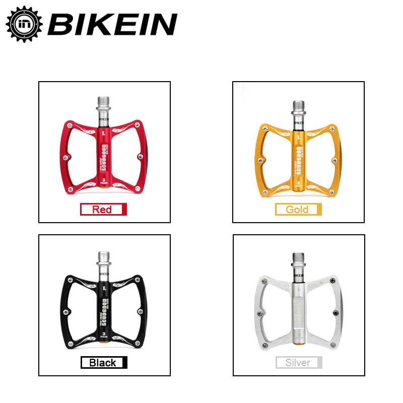 BIKEIN Велоспорт MTB CNC противоскользящие сверхлегкие педали велосипедные 9/16 BMX Платформа Плоские Педали 3 подшипника горный велосипед части 4 цвета