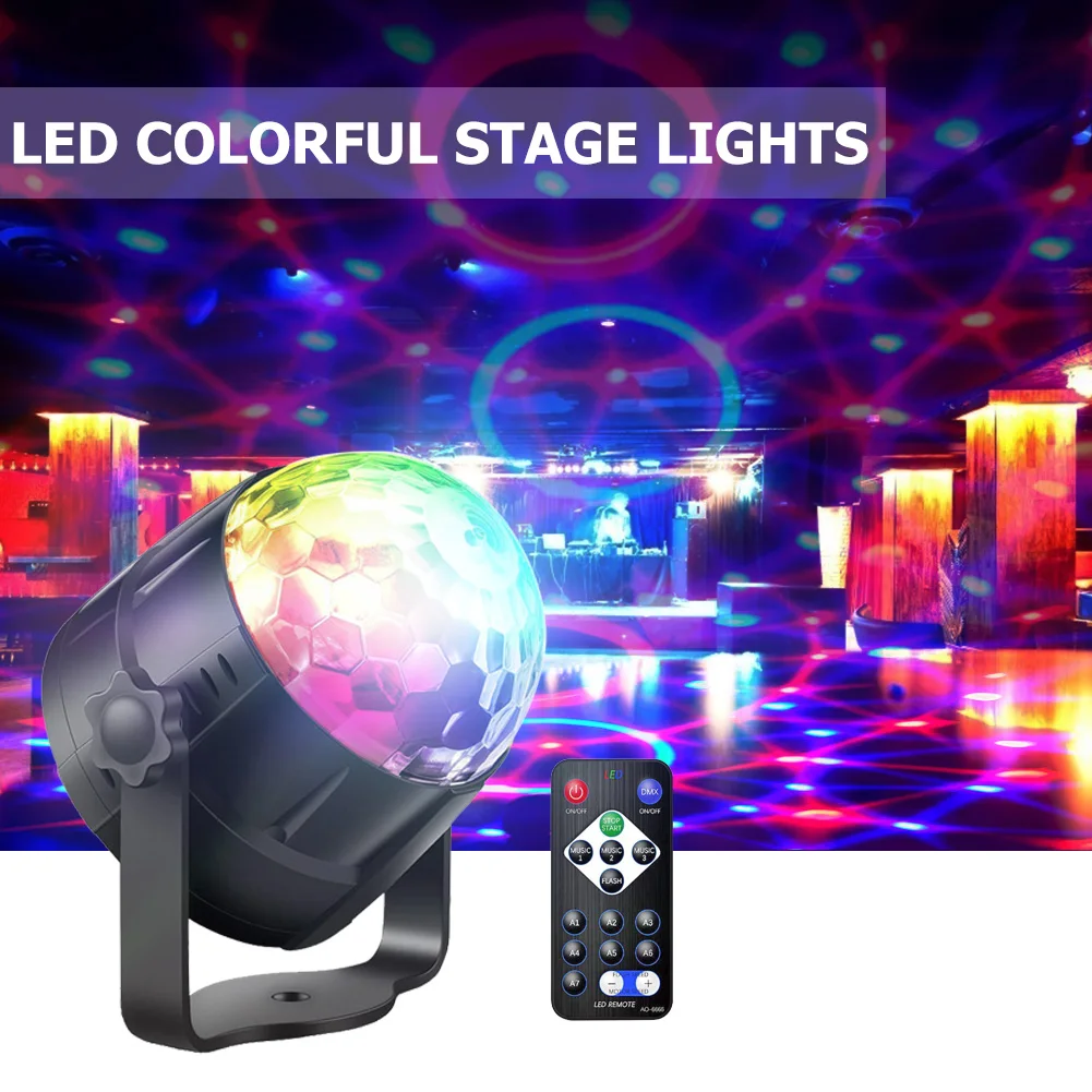 

USB RGB Party Strobe Stage Effect Lamp Sound Activated Rotating Disco Ball Light Uplights Stage Lighting Effect Light Lamp