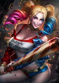 

Suicide Squad Joker and Harley Quinn Card 12X18.24x36inch silk Poster Prints