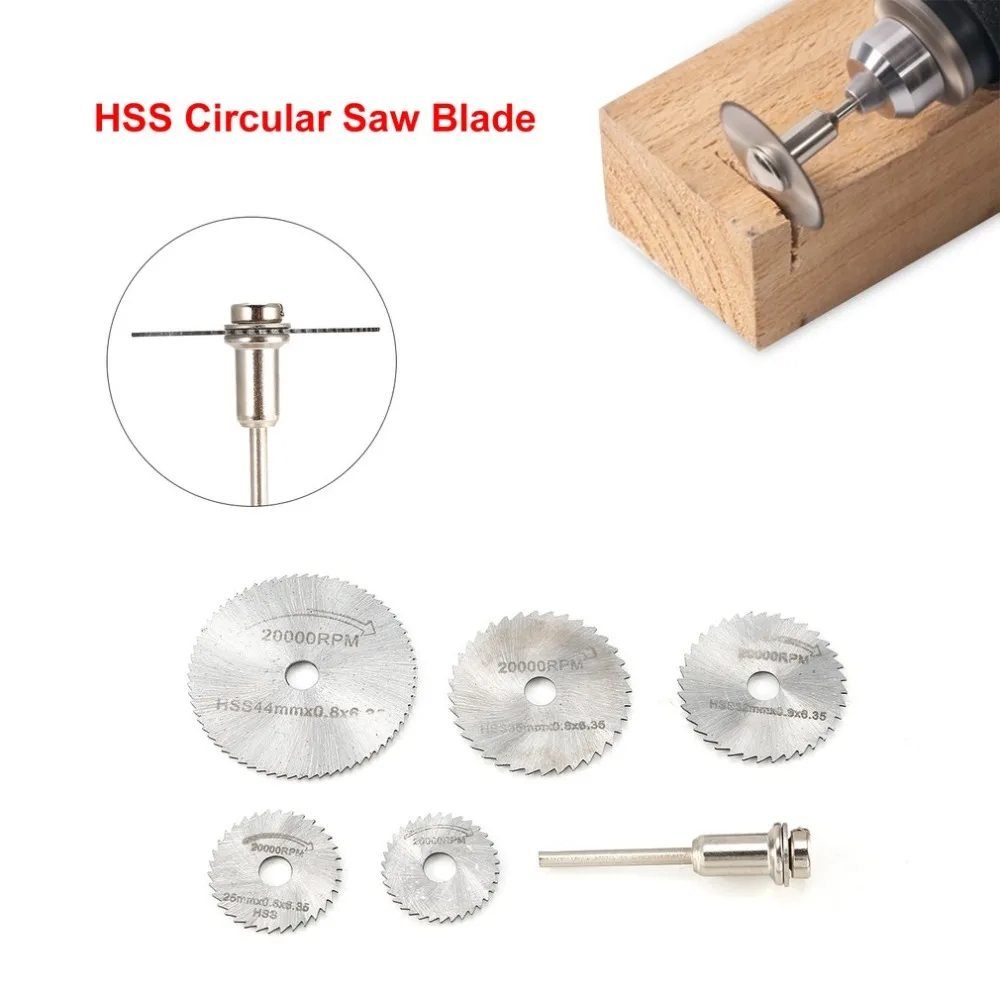 

6 Pcs Rotary Drill Saw Blades HSS Saw Disc Wheel Cutting Blades Straight Shank Mandrel for Drills Rotary Tools