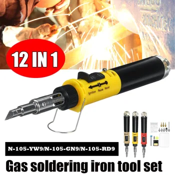 

12 in 1 Pen Type Gas Soldering Iron Auto Ignition Butane Electric Soldering Iron Set Welding Tool Torch Cordless Solder Iron