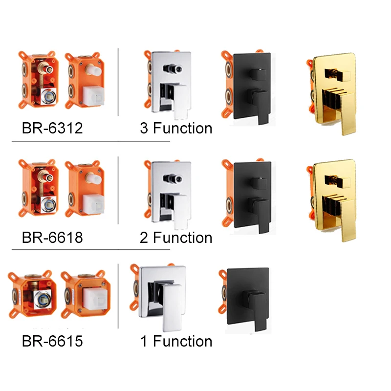 Brass Shower Faucet Mixing Valve 1-2-3 Ways Concealed Embedded box Wall Mount