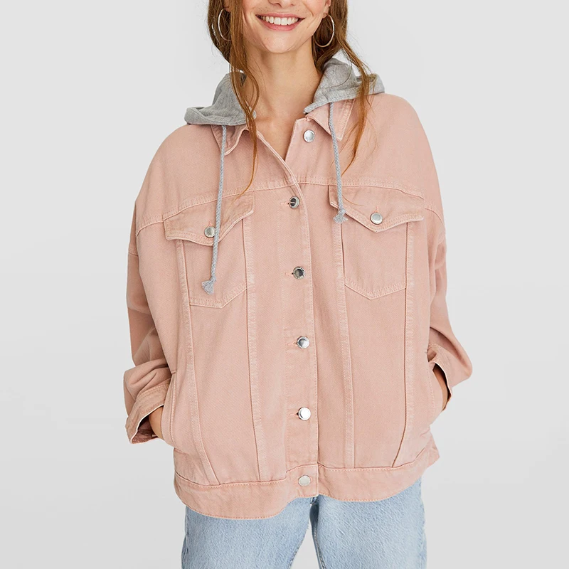 

Hooded Jeans Jacket Plus Size Autumn Long Sleeve Women's Denim Jacket Casual Basic Coat Patchwork Streetwear Outwearn