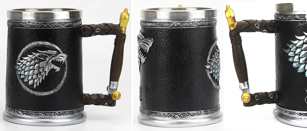 Игра ThronesGourde средневековый Кубок Викинг пиво Викинг рог для напитков украшение на Хэллоуин Череп Кубок кофе чашка из нержавеющей стали