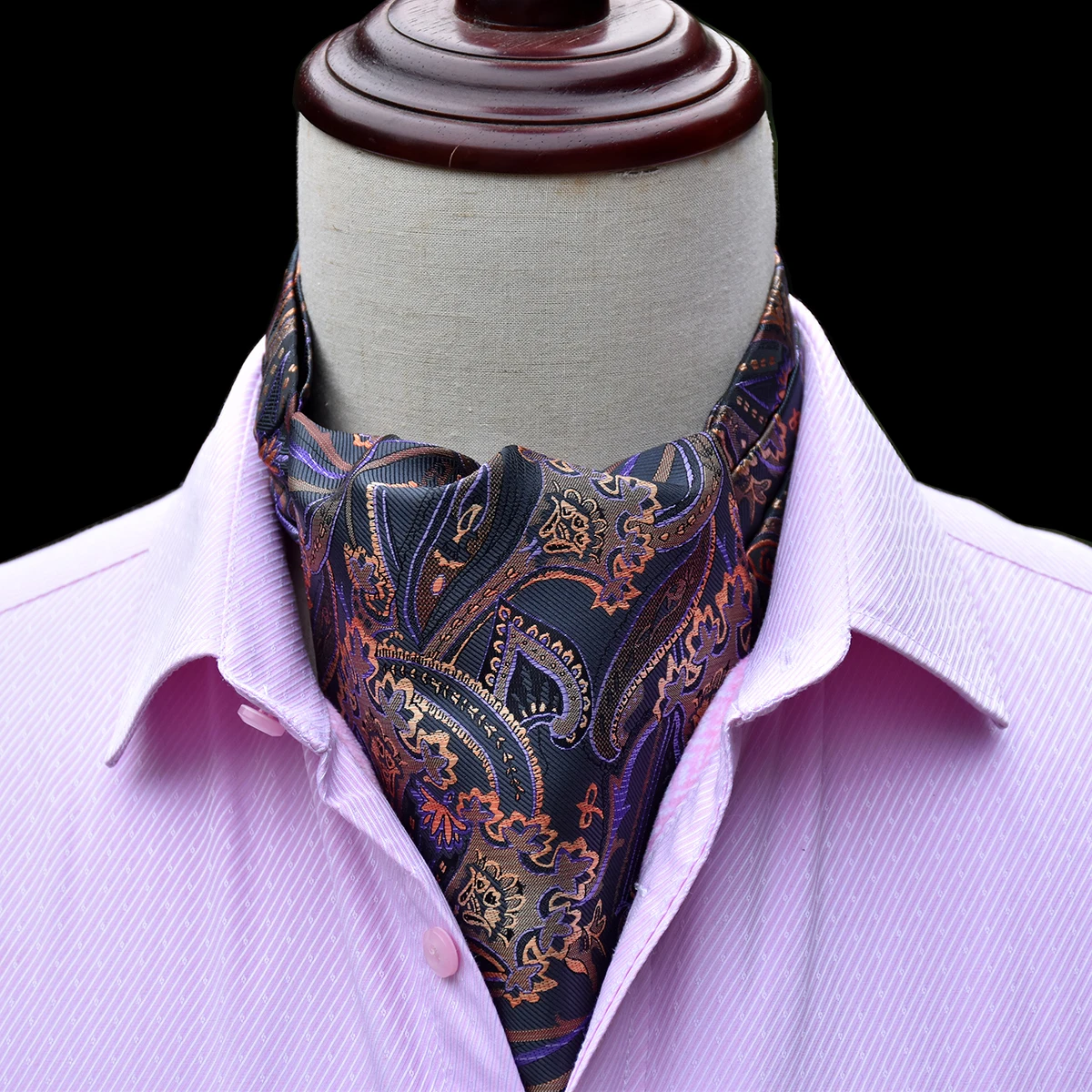 

Ricnais Men Vintage Paisley Wedding Formal Cravat Ascot Scrunch Self British style Gentleman Polyester Silk Neck Tie Luxury