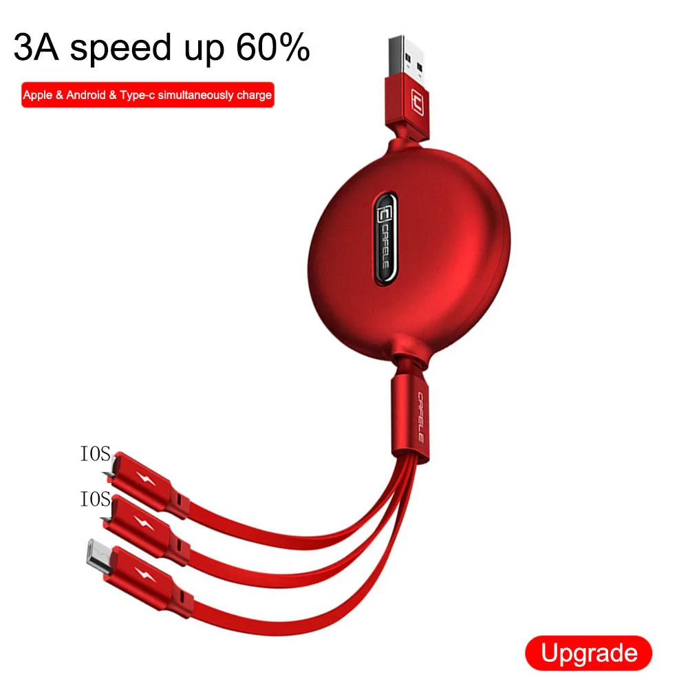 3 в 1 USB кабель Micro usb type C для iPhone X 8 7 6 XR крест дизайн Выдвижной зарядный кабельный провод для huawei samsung Xiaomi