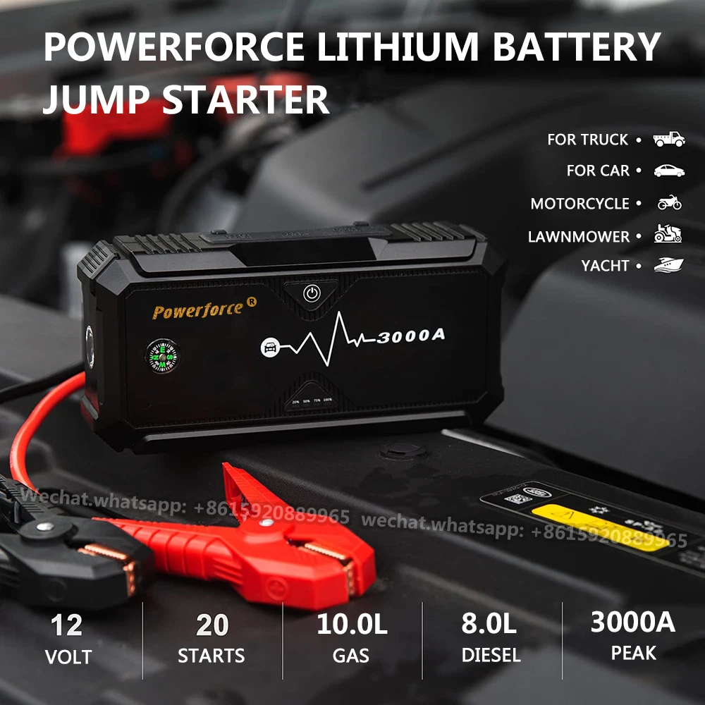 Upgraded Peak Current 3000A Super Safe Car Jump Starter with Quick Charge Auto Battery Booster Power Pack For Car